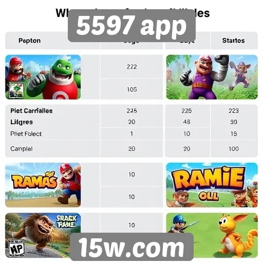 Comparativo de jogos populares no 5597 app